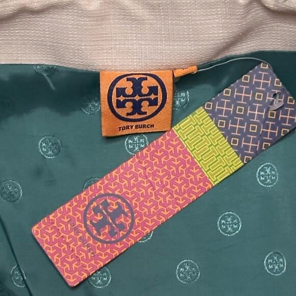 New $375 TORY BURCH Nora Tweed Pencil Skirt Embellished Turquoise Fringe Trim 10 - Picture 10 of 14